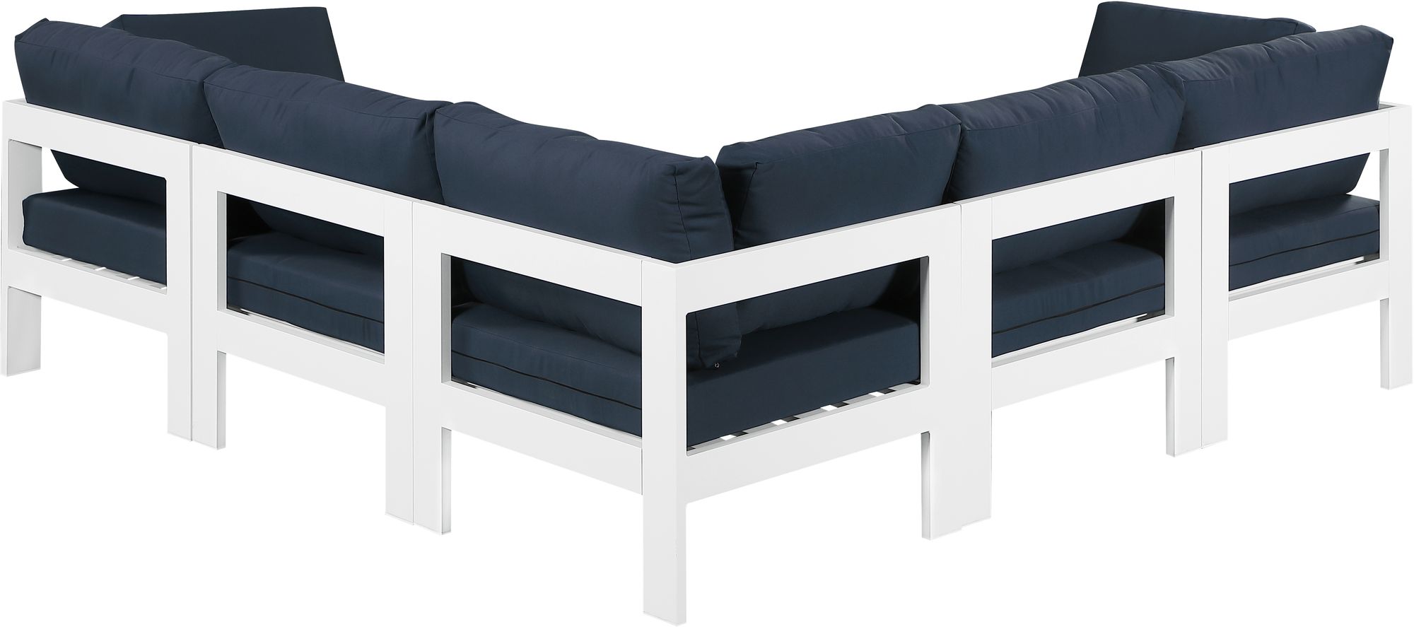 Nizuc 90" 5-Piece Outdoor Patio Waterproof Fabric Modular Sectional with White Aluminum Frame