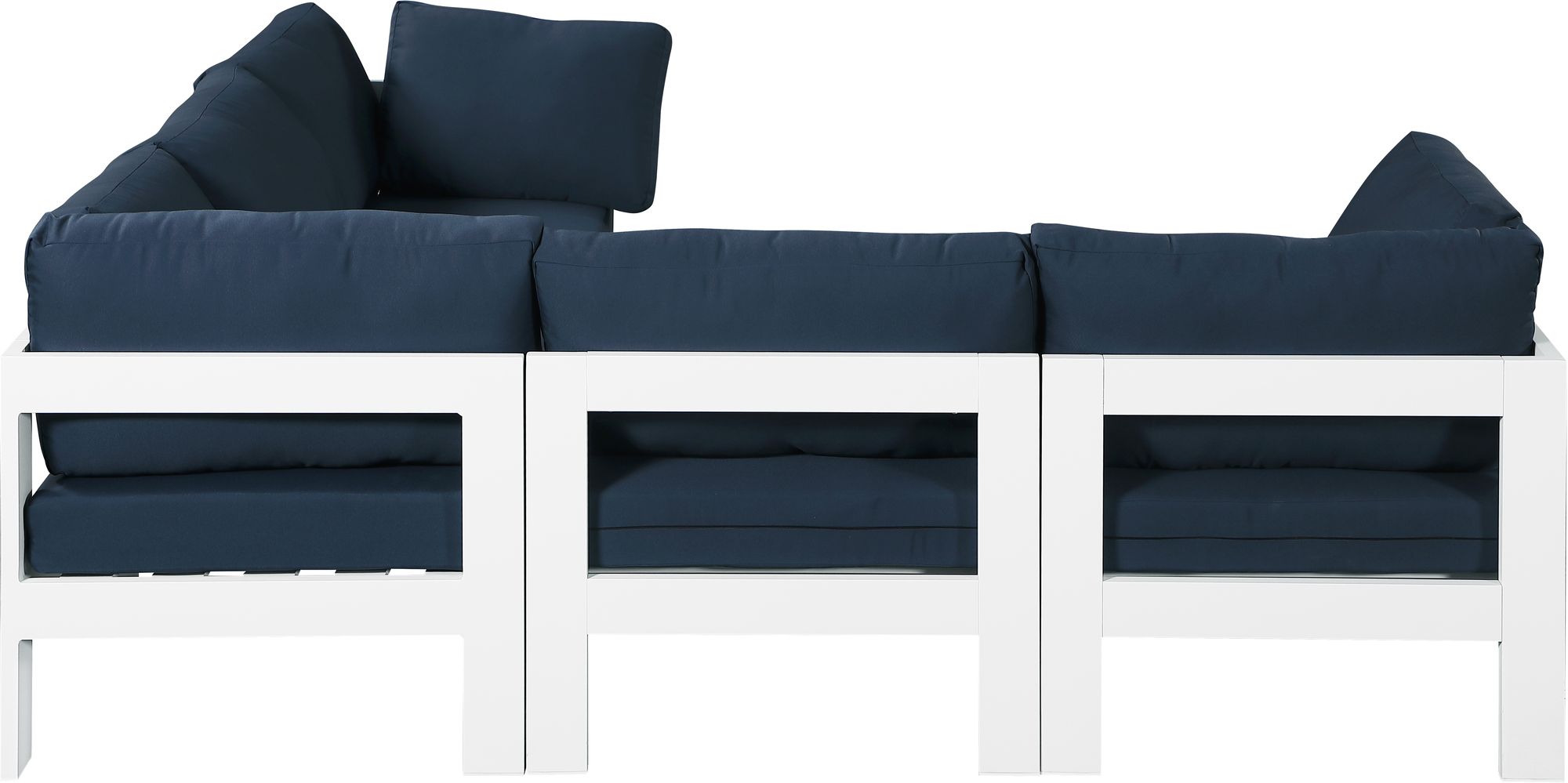 Nizuc 90" 5-Piece Outdoor Patio Waterproof Fabric Modular Sectional with White Aluminum Frame