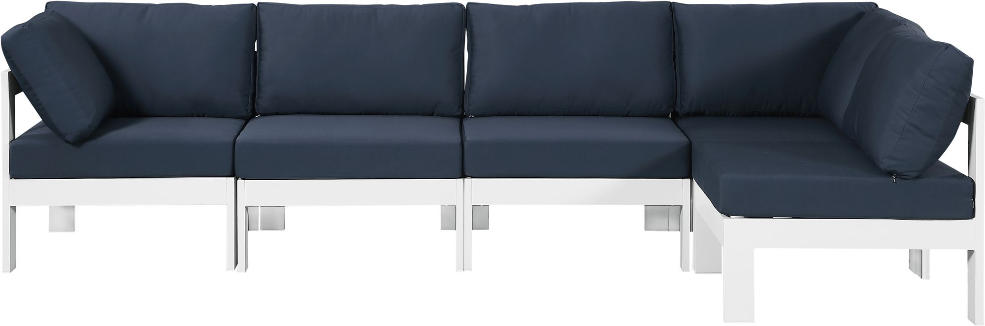 Nizuc 120" 5-Piece Outdoor Patio Waterproof Fabric Modular Sectional with White Aluminum Frame