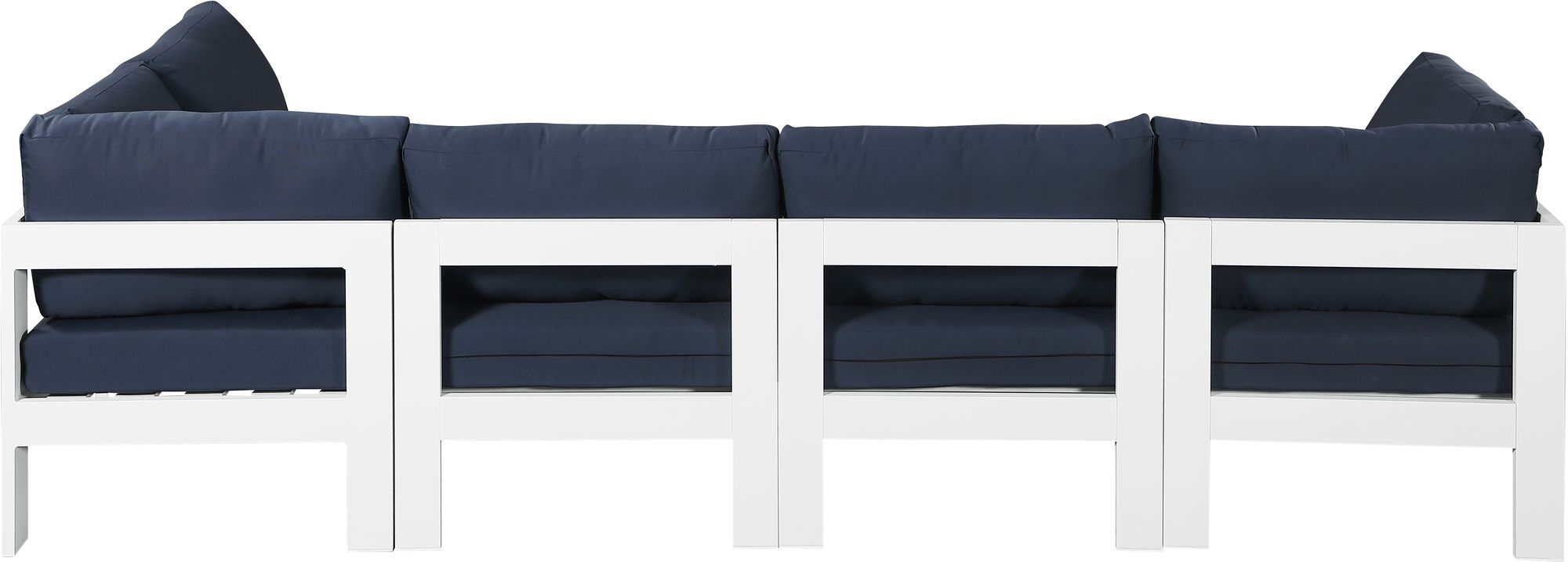 Nizuc 120" 5-Piece Outdoor Patio Waterproof Fabric Modular Sectional with White Aluminum Frame