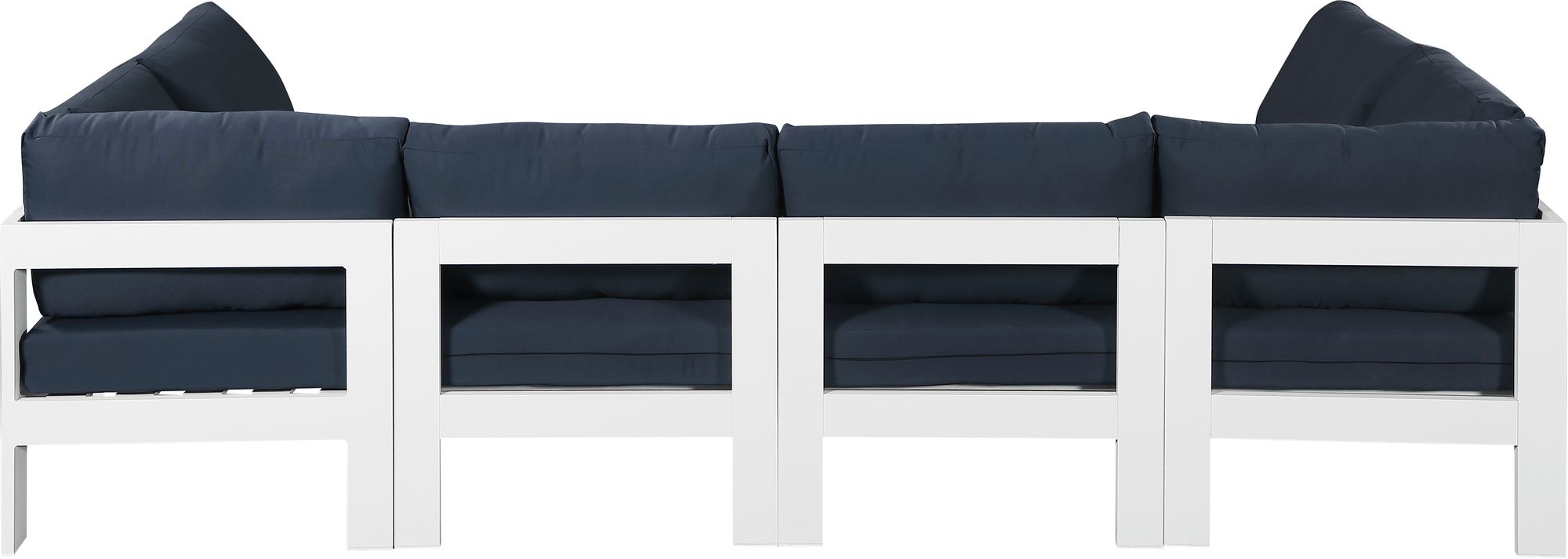 Nizuc 120" 6-Piece Outdoor Patio Waterproof Fabric Modular U-Shape Sectional with Aluminum Frame