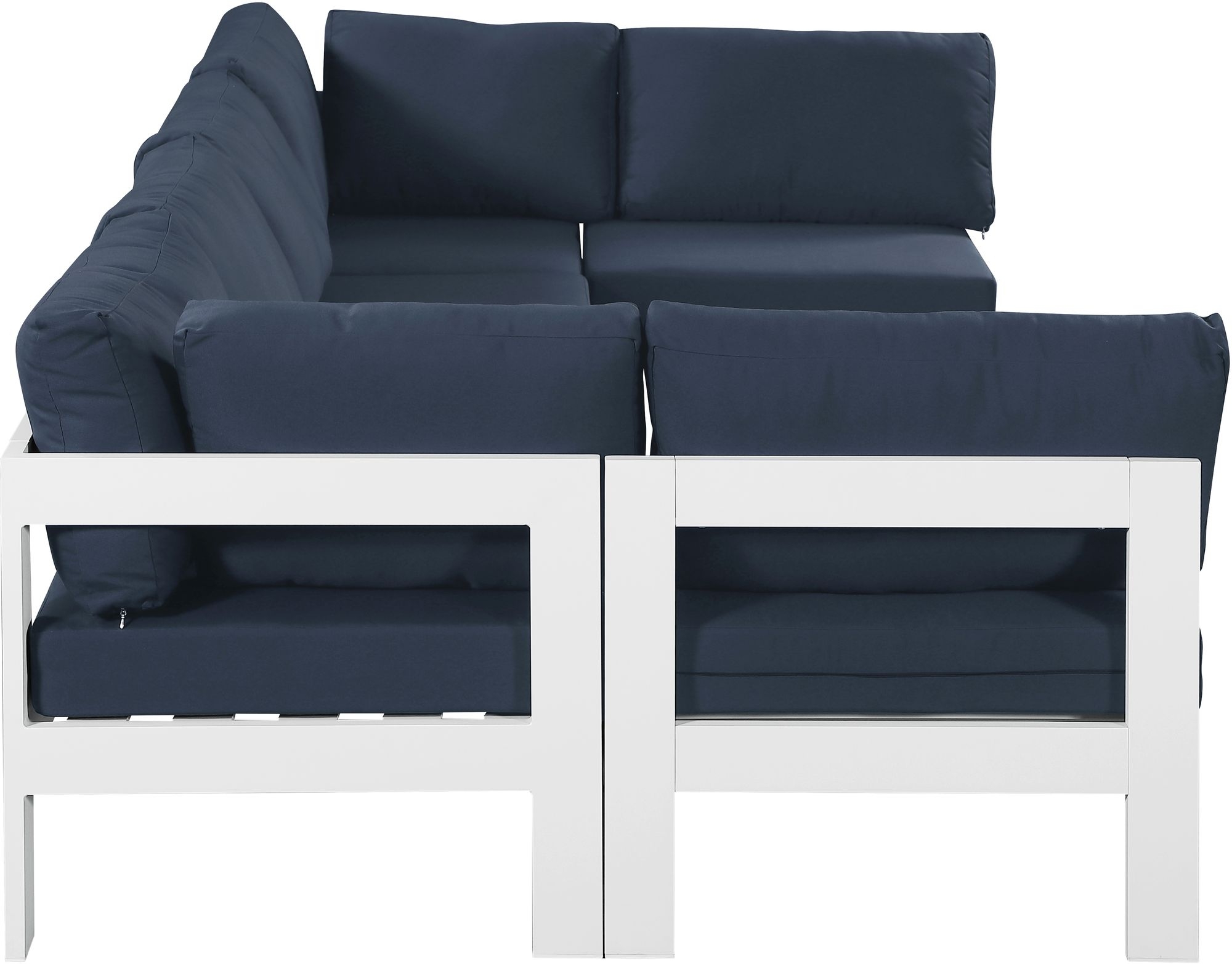 Nizuc 120" 6-Piece Outdoor Patio Waterproof Fabric Modular U-Shape Sectional with Aluminum Frame