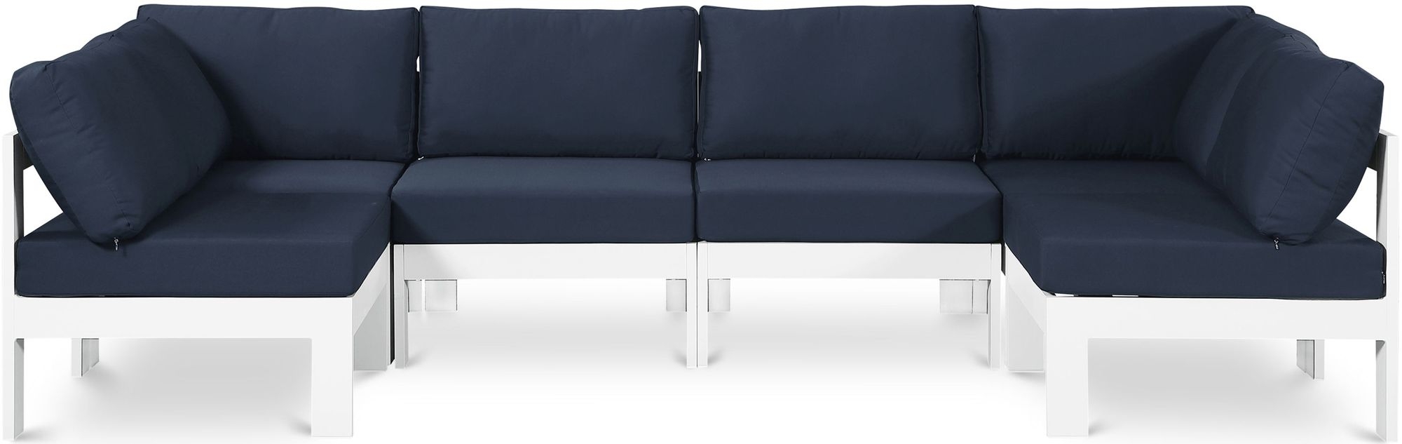 Nizuc 120" 6-Piece Outdoor Patio Waterproof Fabric Modular U-Shape Sectional with Aluminum Frame
