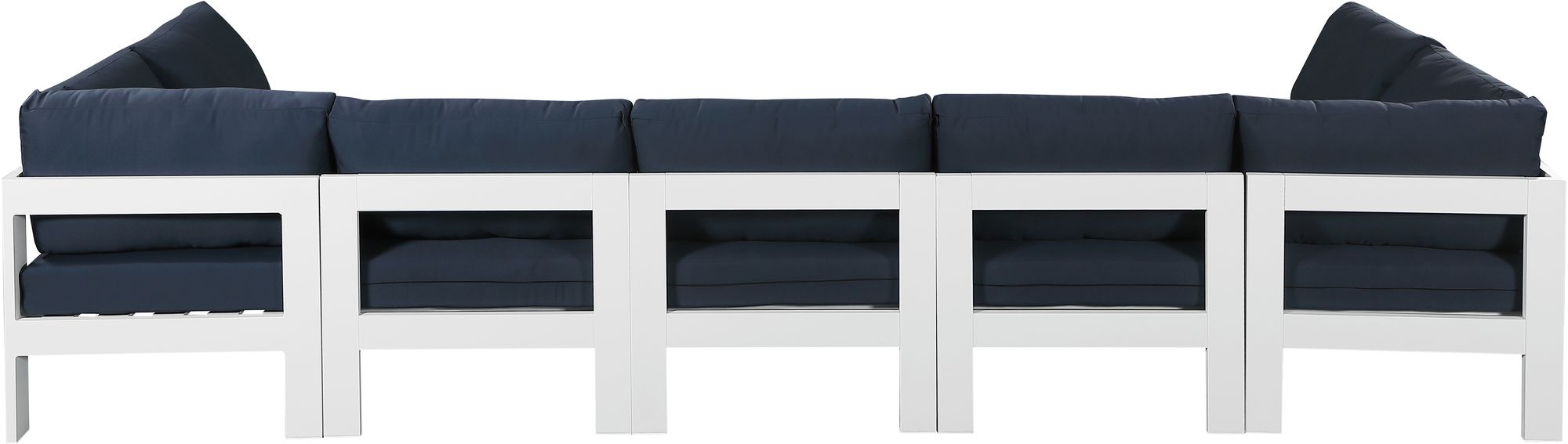 Nizuc 150" 7-Piece Outdoor Patio Waterproof Fabric Modular U-Shape Sectional with White Aluminum Frame