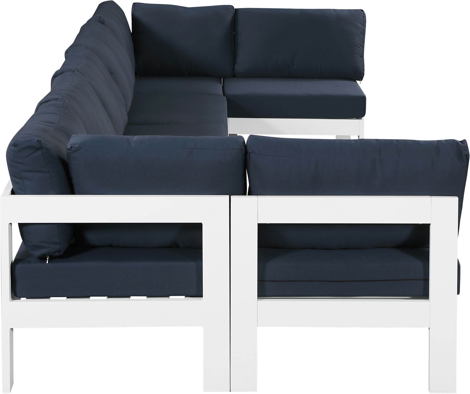 Nizuc 150" 7-Piece Outdoor Patio Waterproof Fabric Modular U-Shape Sectional with Aluminum Frame
