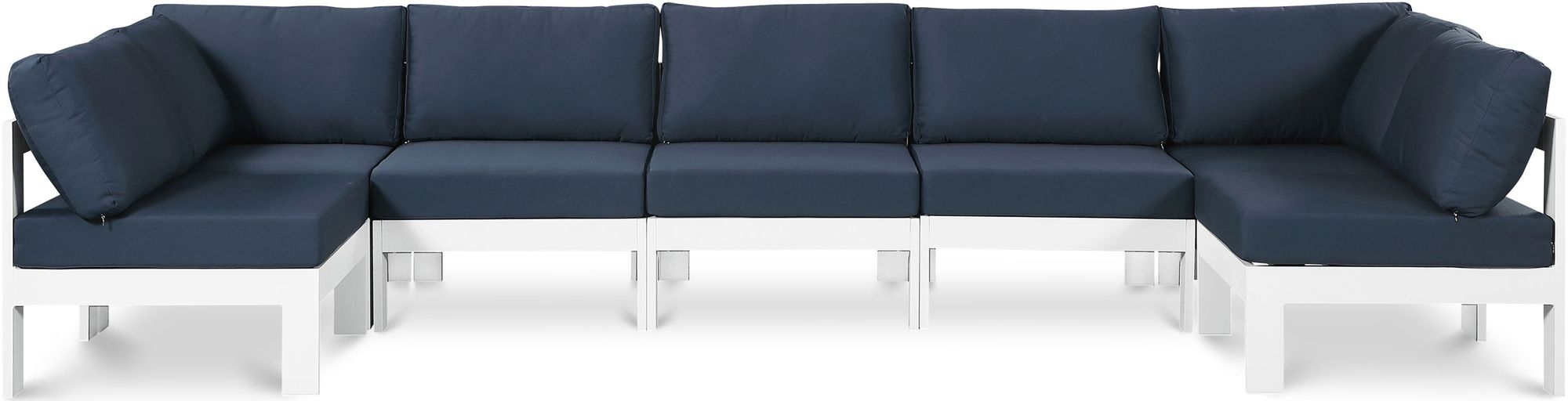 Nizuc 150" 7-Piece Outdoor Patio Waterproof Fabric Modular U-Shape Sectional with Aluminum Frame