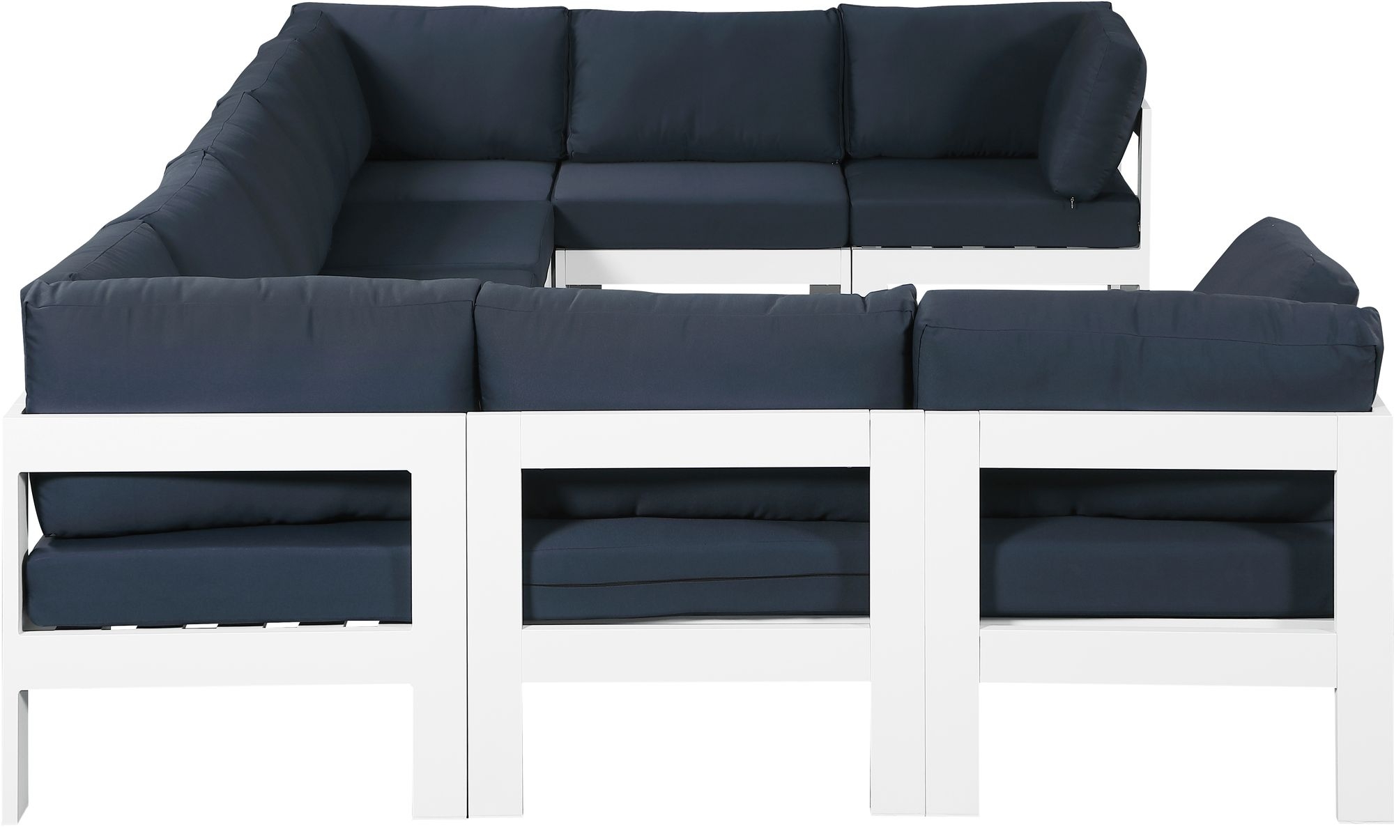 Nizuc 150" 9-Piece Outdoor Patio Waterproof Fabric Modular U-Shape Sectional with Aluminum Frame