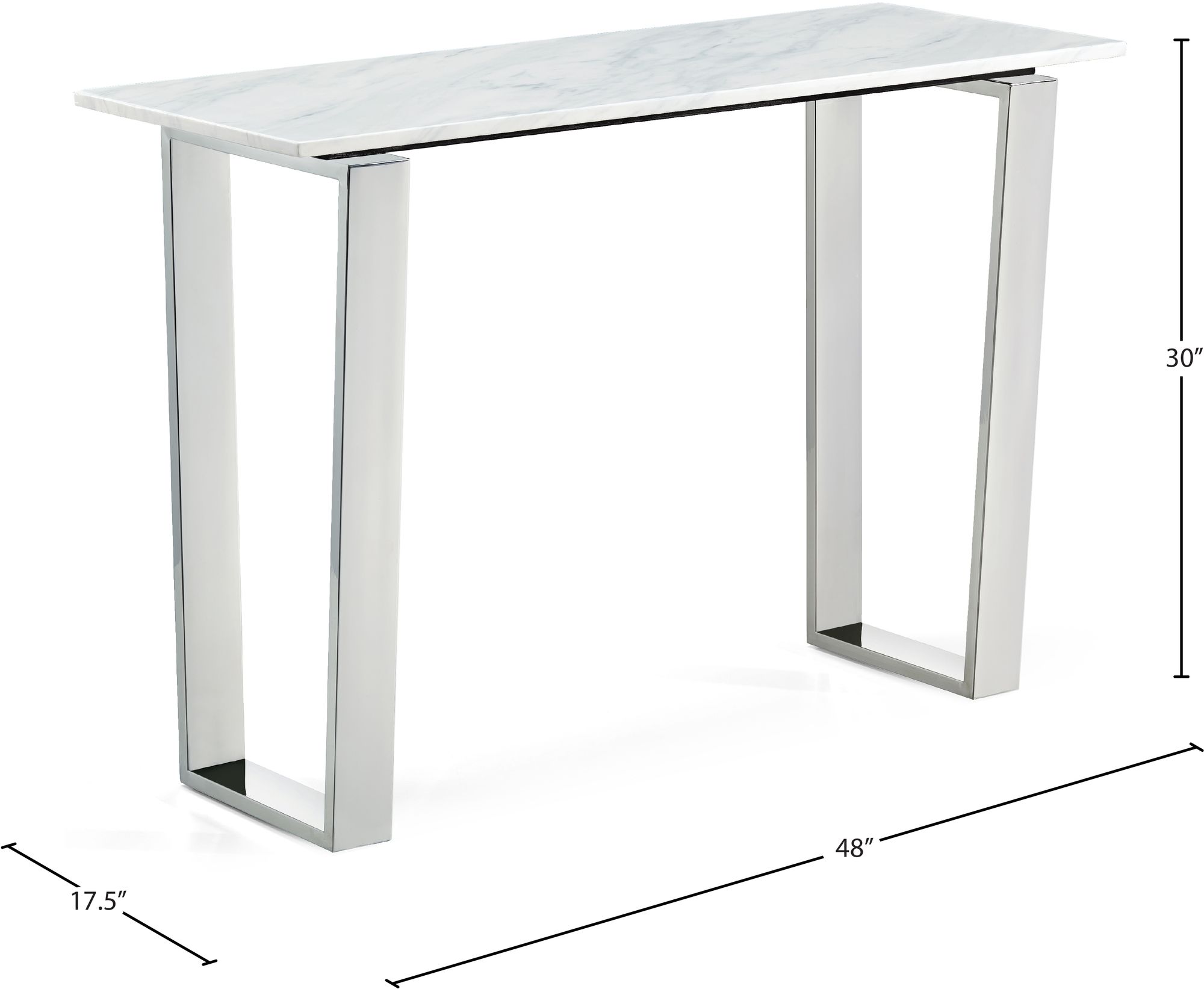 Carlton 48" Rectangular Genuine Stone Console Table with Chrome Stainless Steel Base