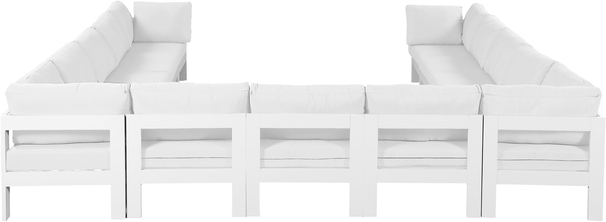 Nizuc 150" 13-Piece Outdoor Patio Waterproof Fabric Modular U-Shape Sectional with White Aluminum Frame