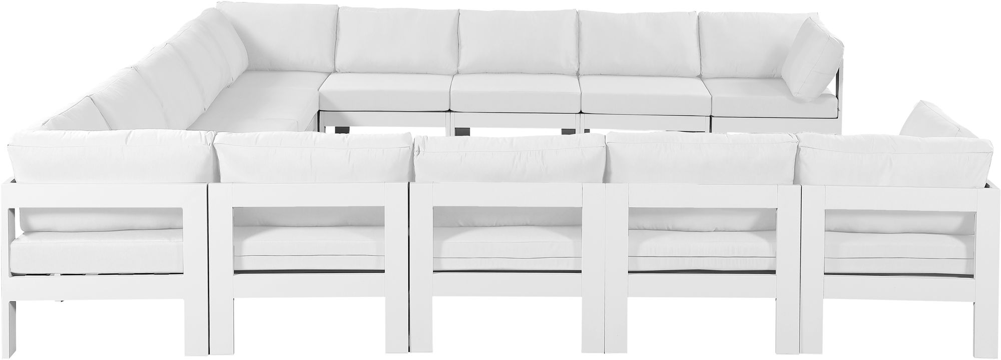 Nizuc 150" 13-Piece Outdoor Patio Waterproof Fabric Modular U-Shape Sectional with Aluminum Frame