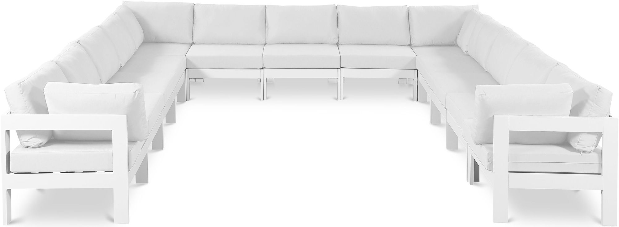 Nizuc 150" 13-Piece Outdoor Patio Waterproof Fabric Modular U-Shape Sectional with Aluminum Frame