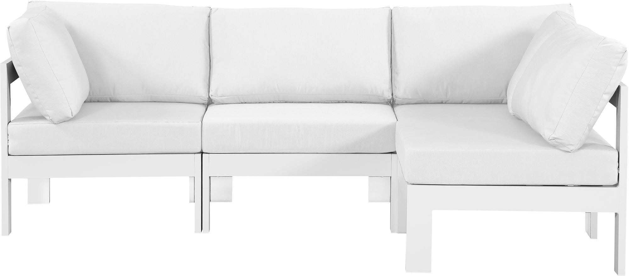 Nizuc 90" 4-Piece Outdoor Patio Waterproof Fabric Modular Sectional with White Aluminum Frame