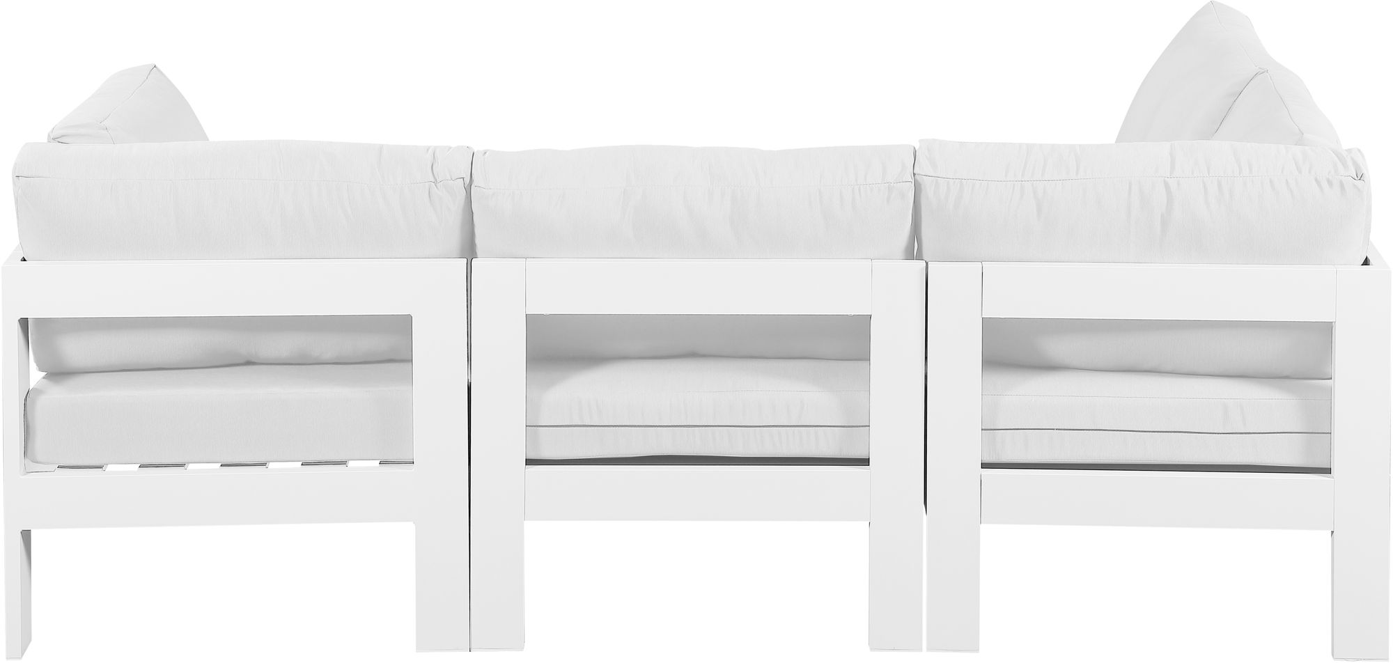 Nizuc 90" 4-Piece Outdoor Patio Waterproof Fabric Modular Sectional with White Aluminum Frame