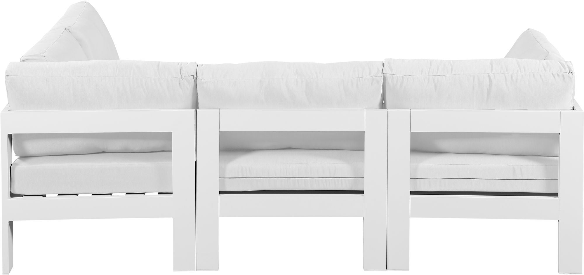 Nizuc 90" 4-Piece Outdoor Patio Waterproof Fabric Modular Sectional with White Aluminum Frame