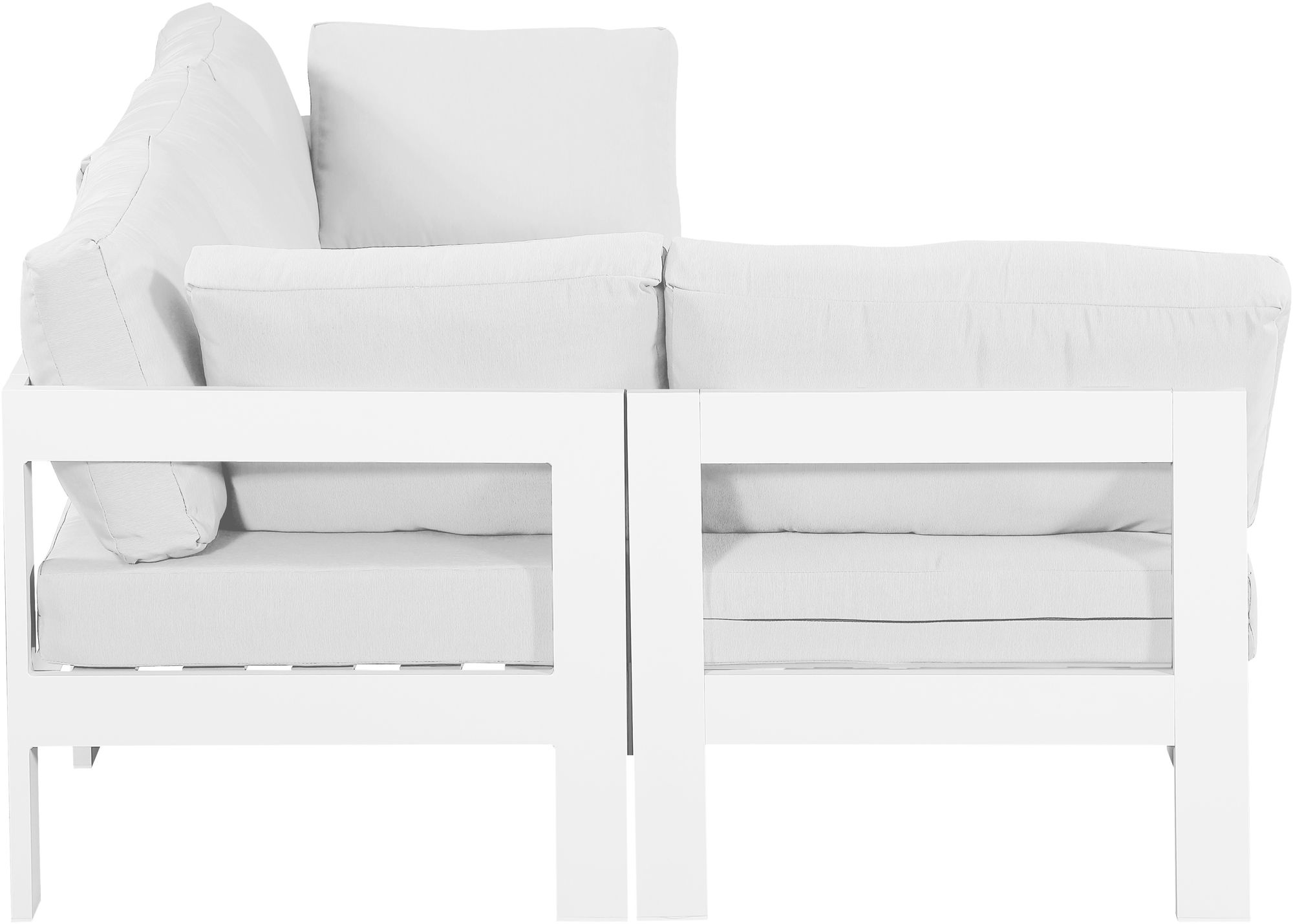 Nizuc 90" 4-Piece Outdoor Patio Waterproof Fabric Modular Sectional with White Aluminum Frame
