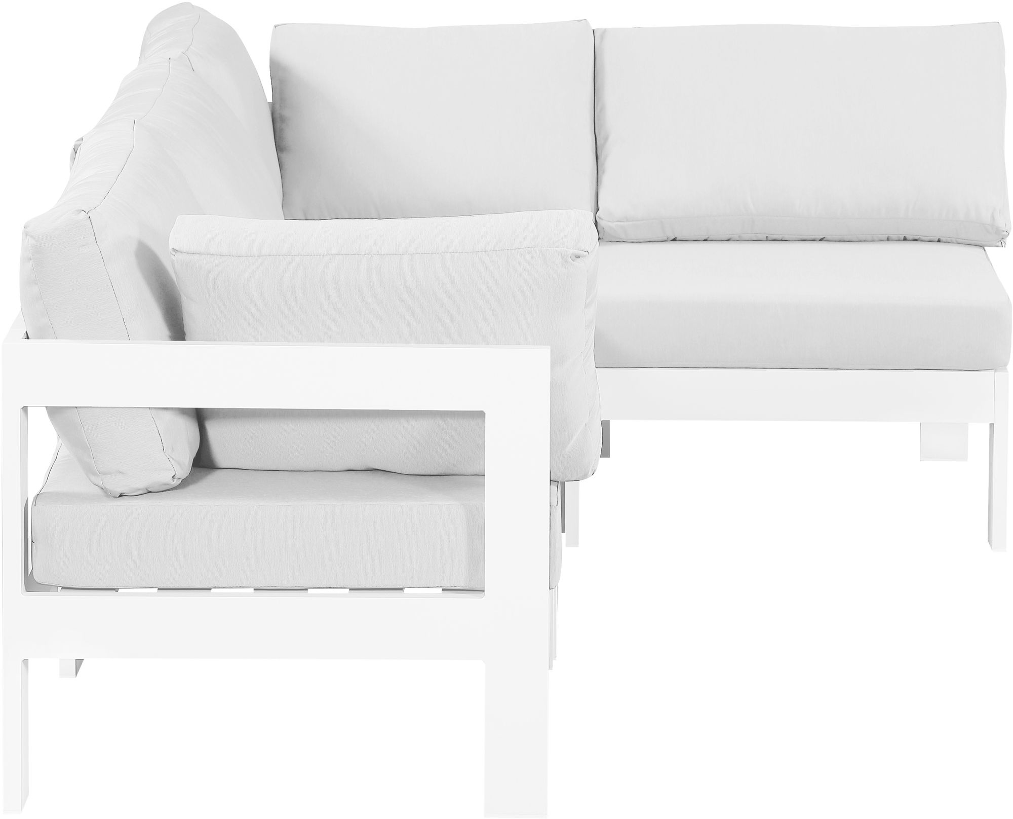 Nizuc 90" 4-Piece Outdoor Patio Waterproof Fabric Modular Sectional with White Aluminum Frame