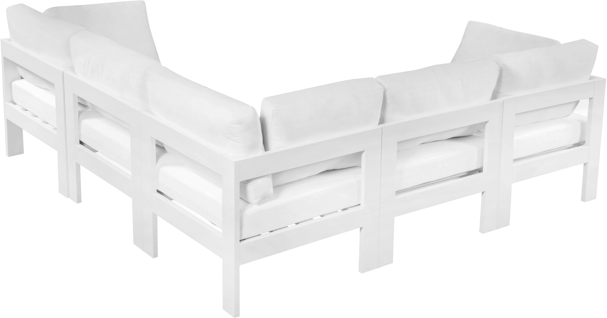 Nizuc 90" 5-Piece Outdoor Patio Waterproof Fabric Modular Sectional with Aluminum Frame
