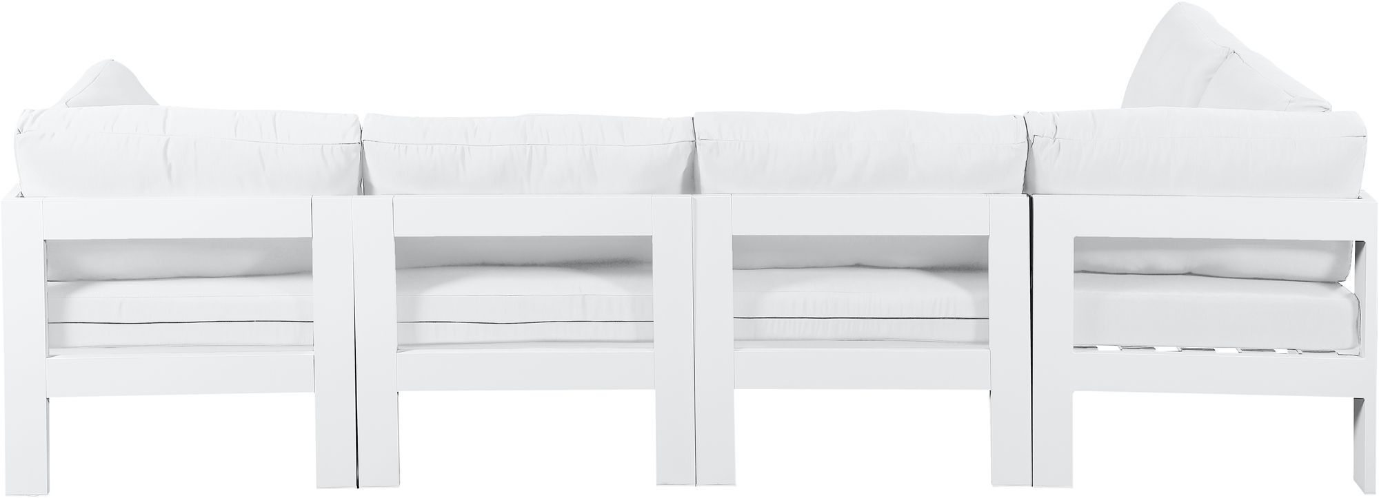 Nizuc 120" 5-Piece Outdoor Patio Waterproof Fabric Modular Sectional with White Aluminum Frame