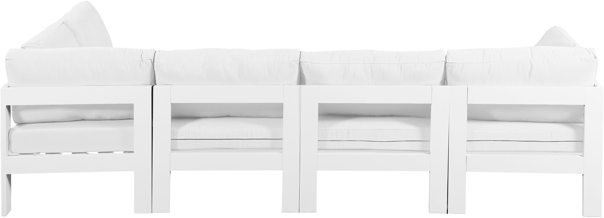 Nizuc 120" 5-Piece Outdoor Patio Waterproof Fabric Modular Sectional with White Aluminum Frame