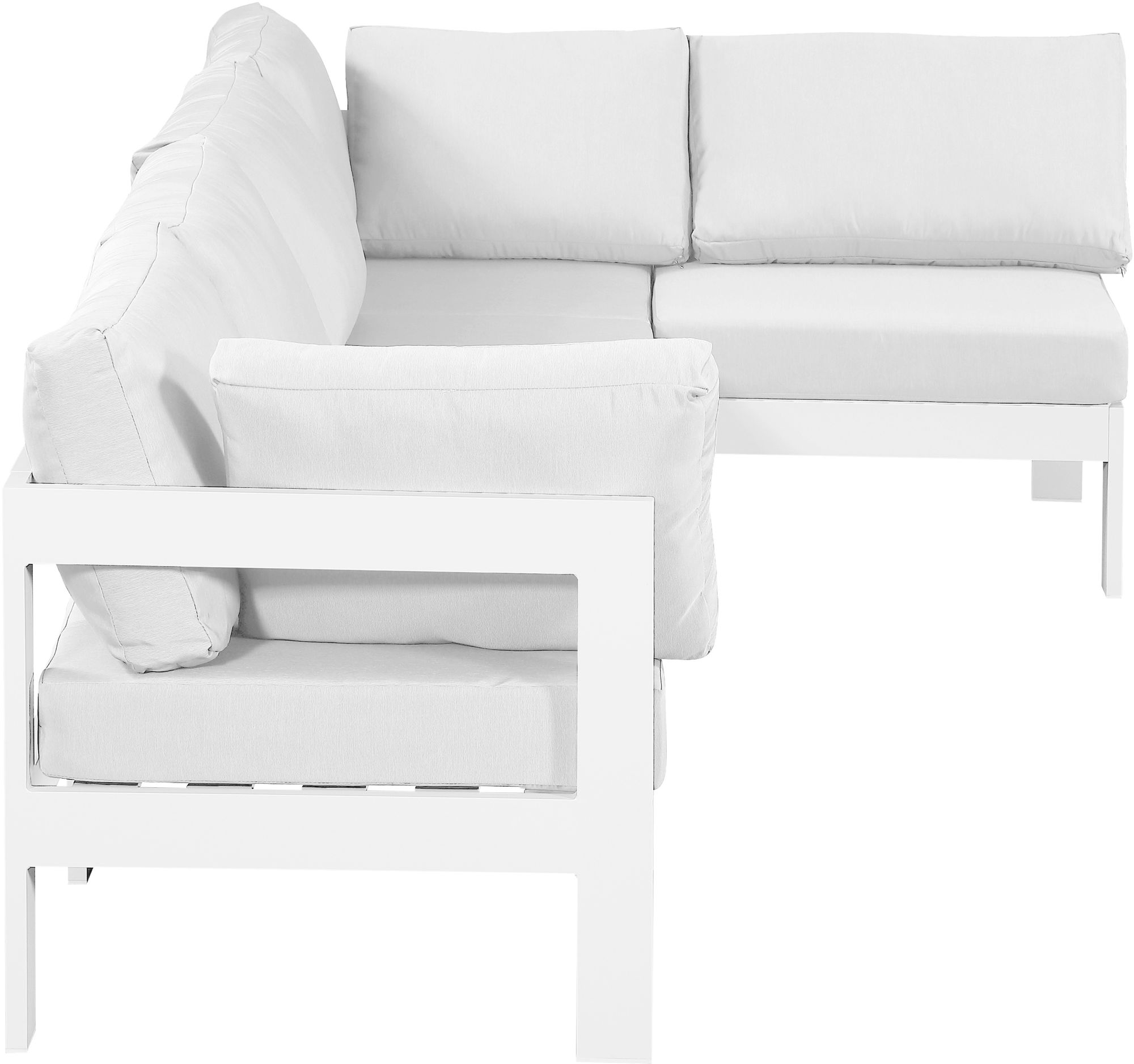 Nizuc 120" 5-Piece Outdoor Patio Waterproof Fabric Modular Sectional with White Aluminum Frame