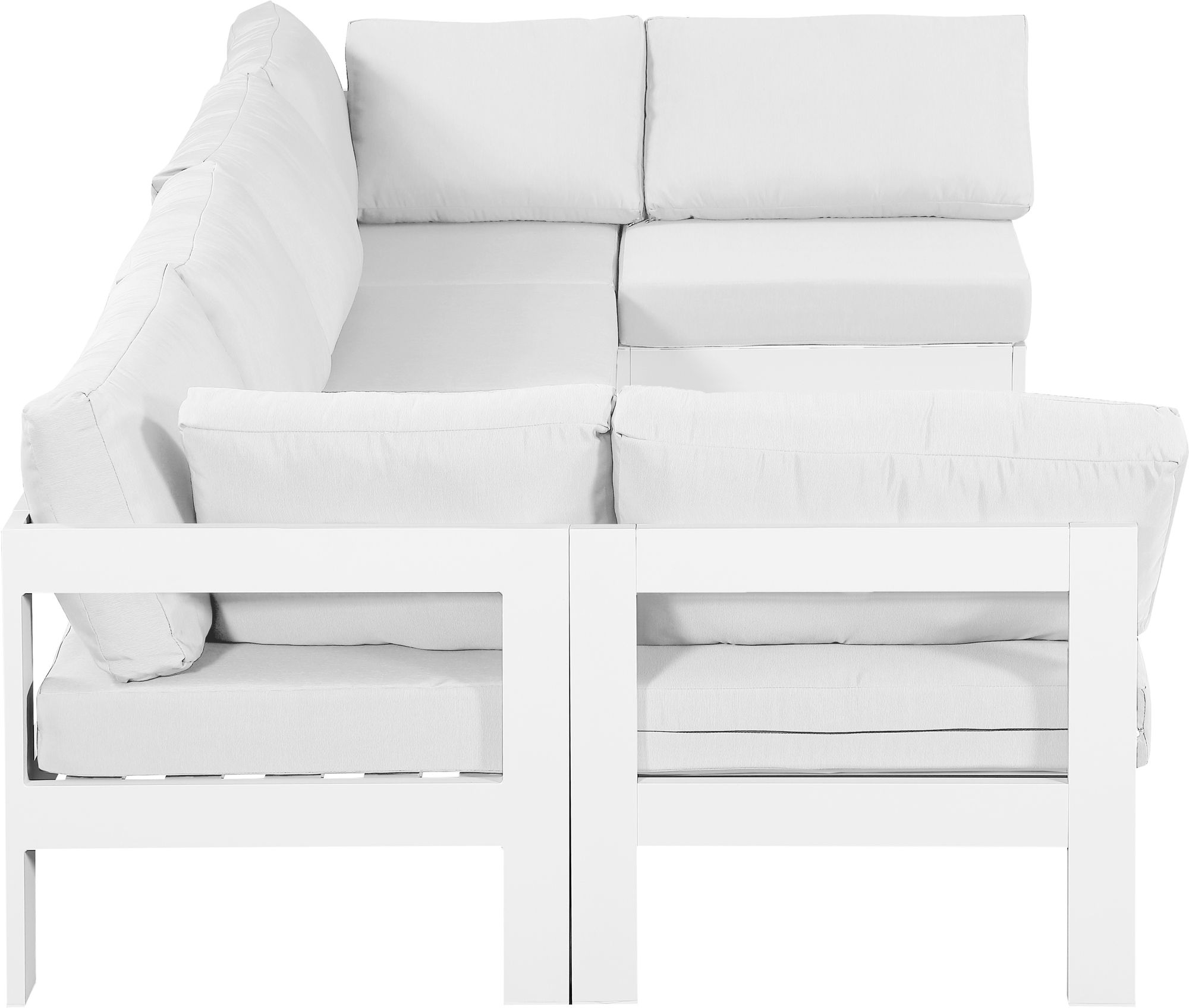Nizuc 120" 6-Piece Outdoor Patio Waterproof Fabric Modular U-Shape Sectional with White Aluminum Frame