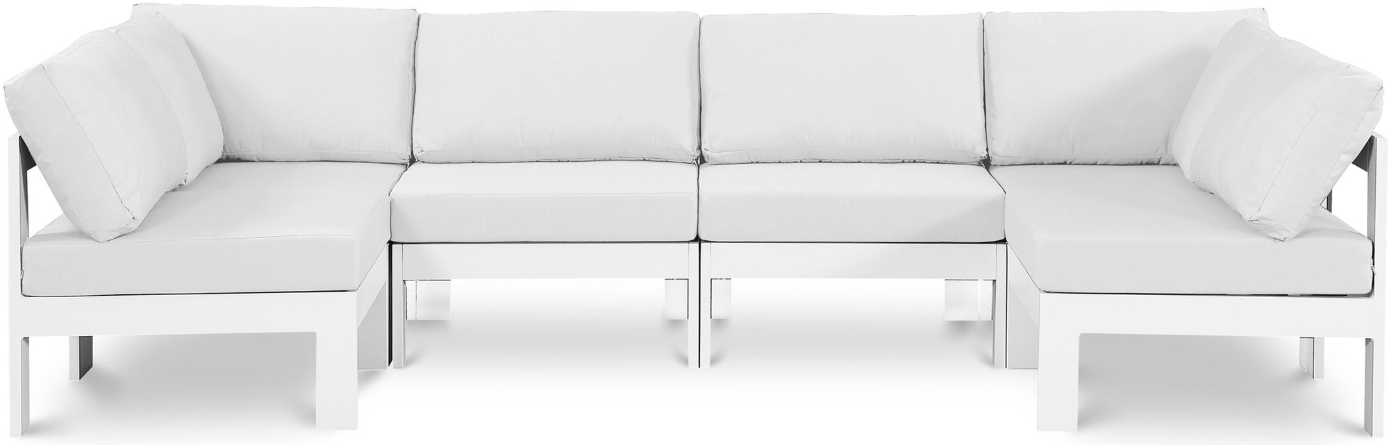 Nizuc 120" 6-Piece Outdoor Patio Waterproof Fabric Modular U-Shape Sectional with Aluminum Frame