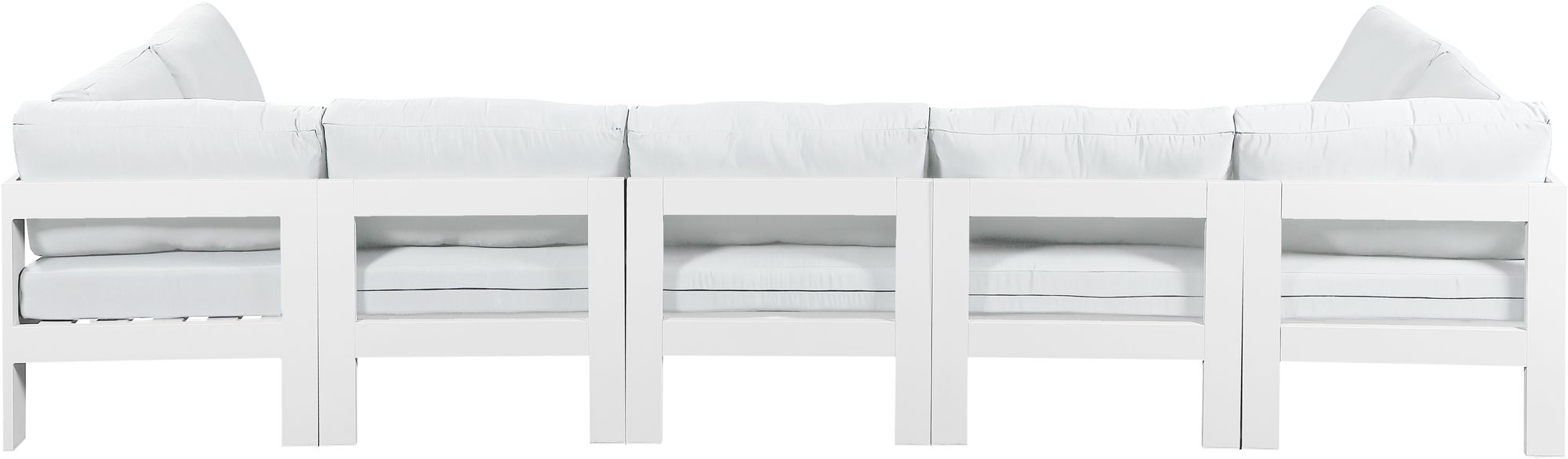 Nizuc 150" 7-Piece Outdoor Patio Waterproof Fabric Modular U-Shape Sectional with White Aluminum Frame