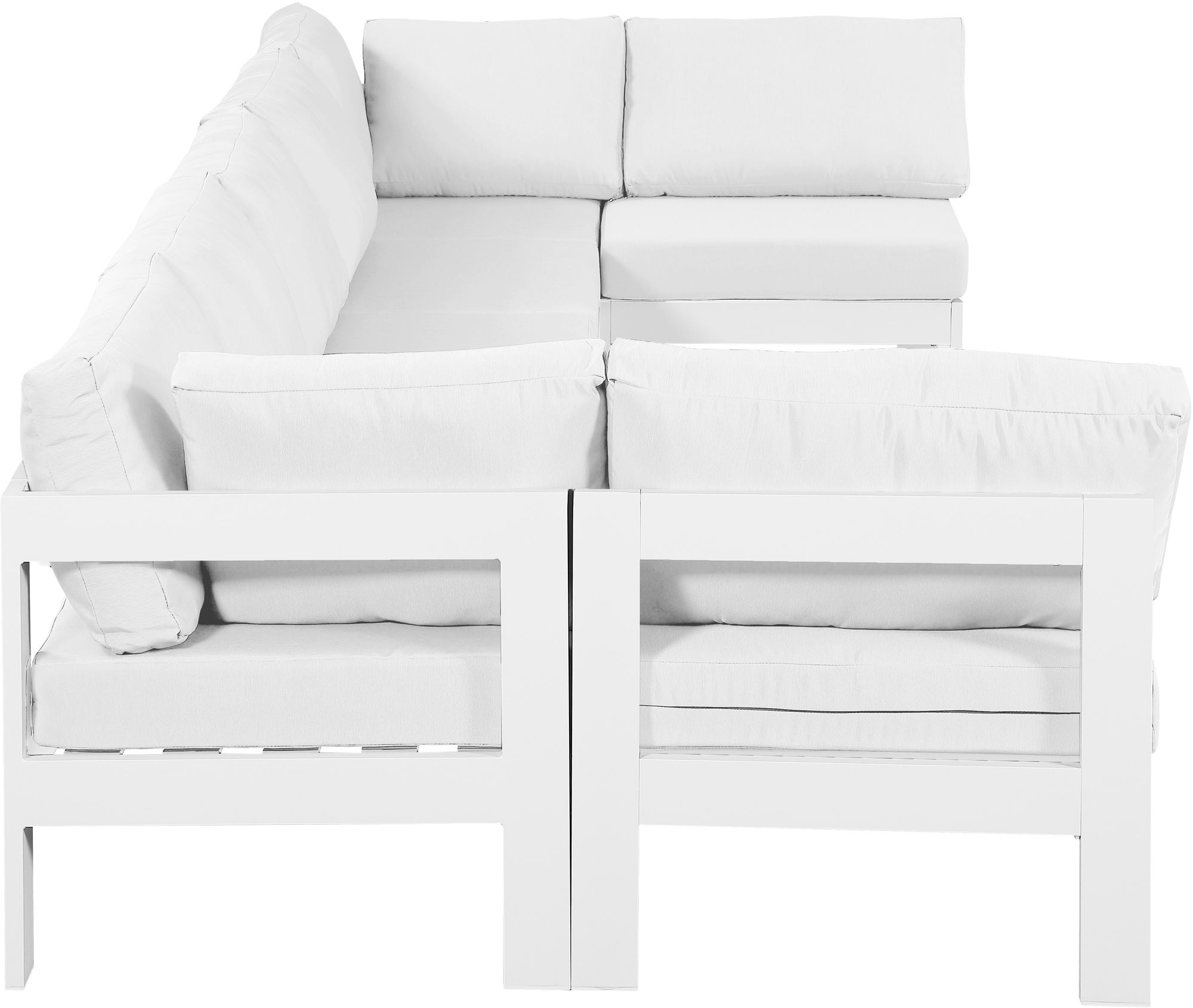 Nizuc 150" 7-Piece Outdoor Patio Waterproof Fabric Modular U-Shape Sectional with Aluminum Frame