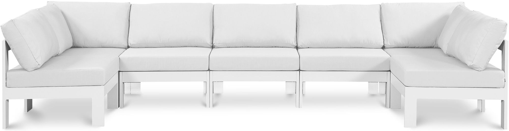 Nizuc 150" 7-Piece Outdoor Patio Waterproof Fabric Modular U-Shape Sectional with Aluminum Frame