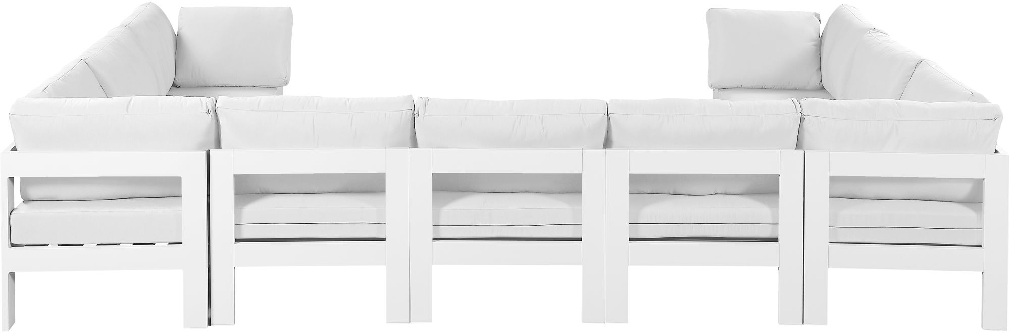 Nizuc 150" 9-Piece Outdoor Patio Waterproof Fabric Modular U-Shape Sectional with Aluminum Frame