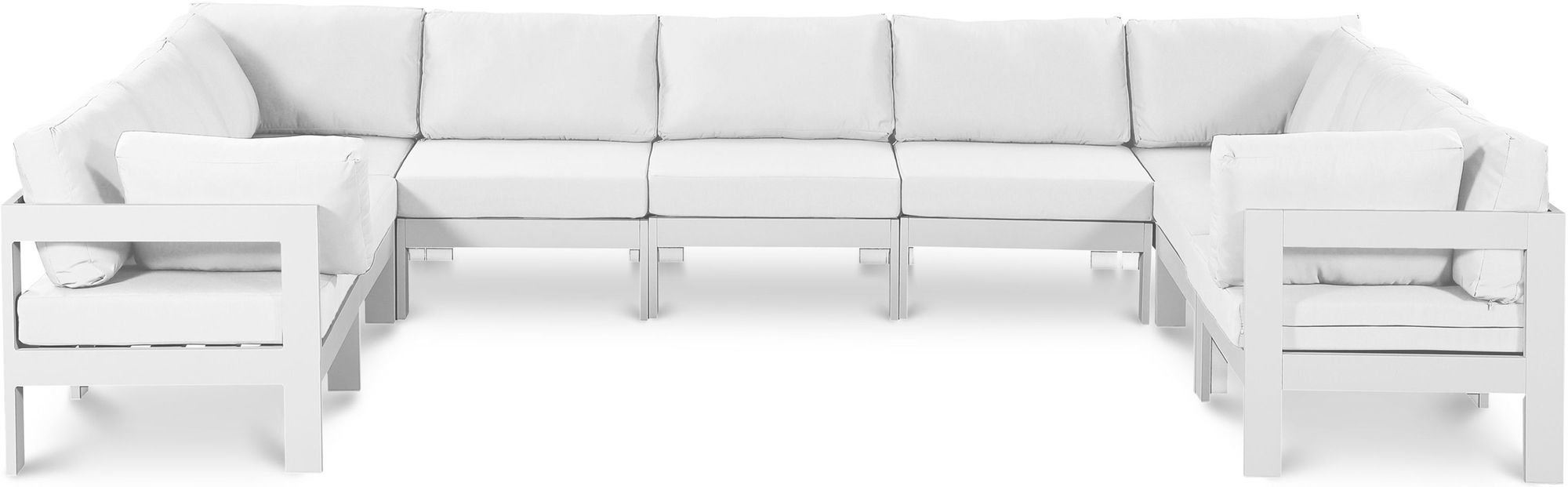 Nizuc 150" 9-Piece Outdoor Patio Waterproof Fabric Modular U-Shape Sectional with Aluminum Frame