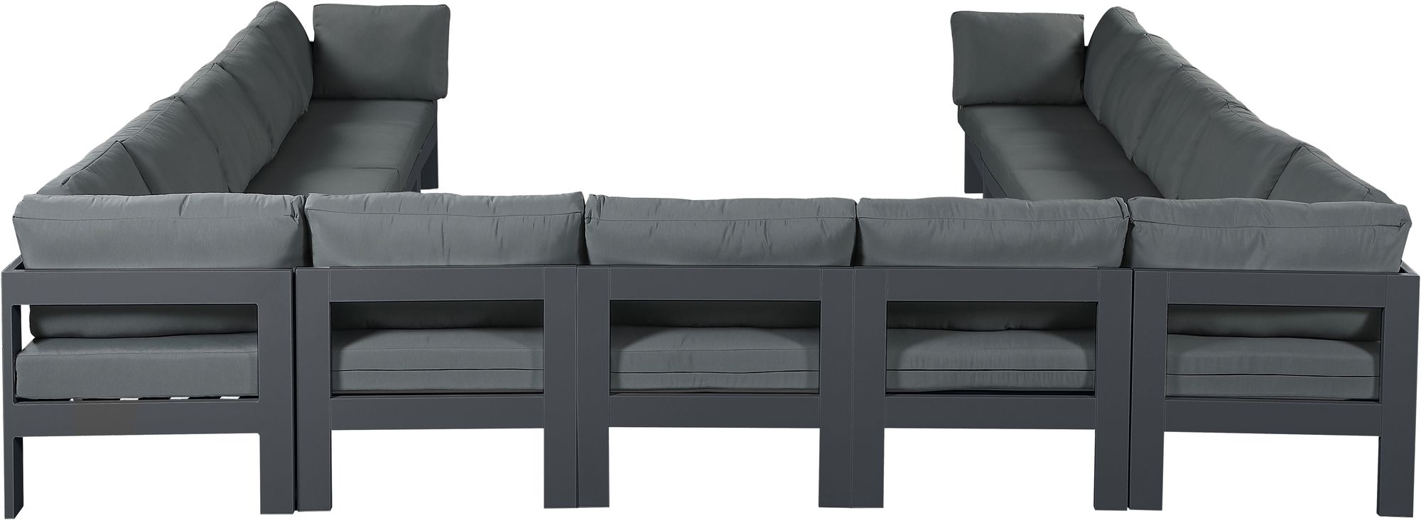 Nizuc 150" 13-Piece Outdoor Patio Waterproof Fabric Modular U-Shape Sectional with Aluminum Frame
