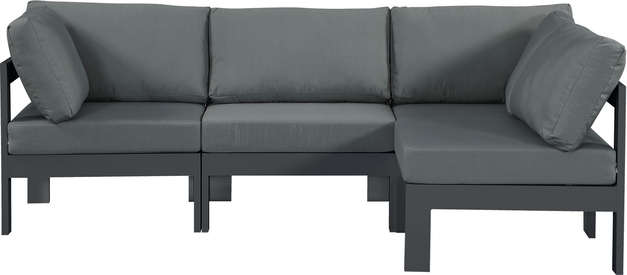Nizuc 90" 4-Piece Outdoor Patio Waterproof Fabric Modular Sectional with Dark Grey Aluminum Frame