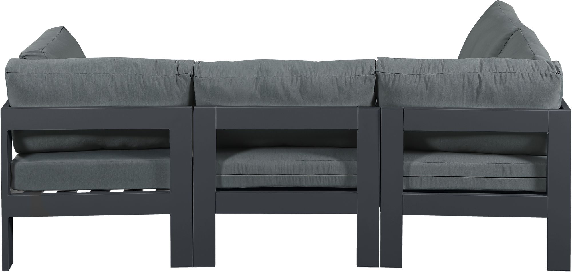 Nizuc 90" 4-Piece Outdoor Patio Waterproof Fabric Modular Sectional with Dark Grey Aluminum Frame