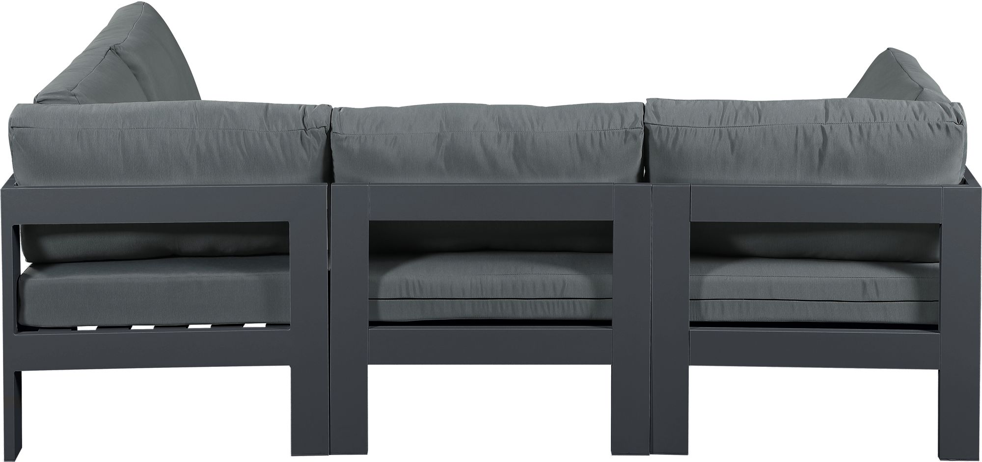 Nizuc 90" 4-Piece Outdoor Patio Waterproof Fabric Modular Sectional with Dark Grey Aluminum Frame