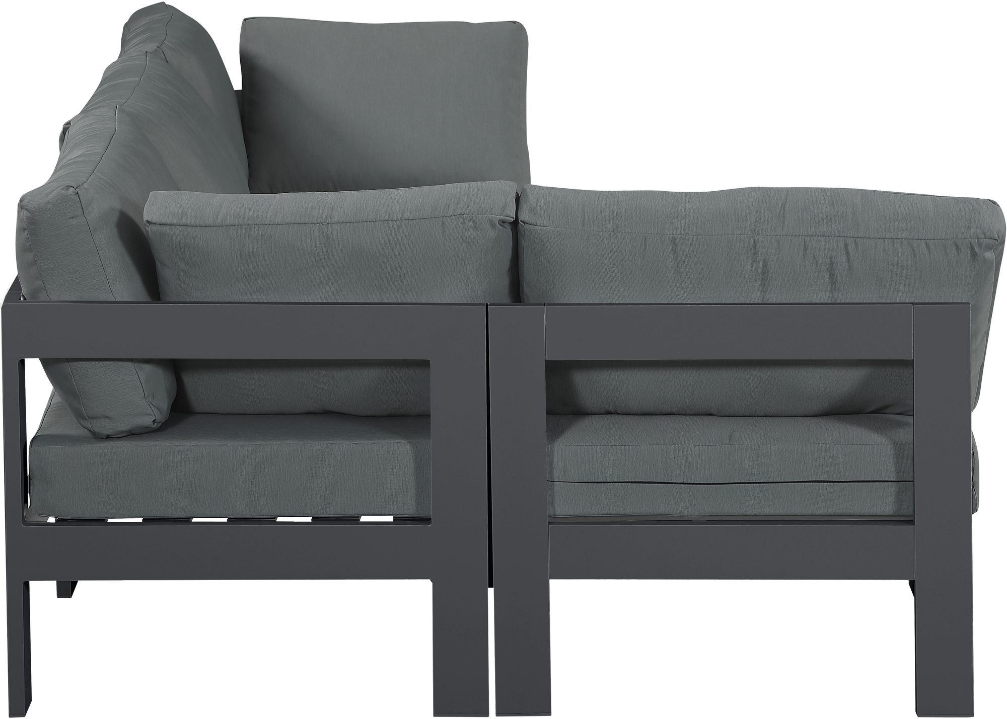 Nizuc 90" 4-Piece Outdoor Patio Waterproof Fabric Modular Sectional with Dark Grey Aluminum Frame