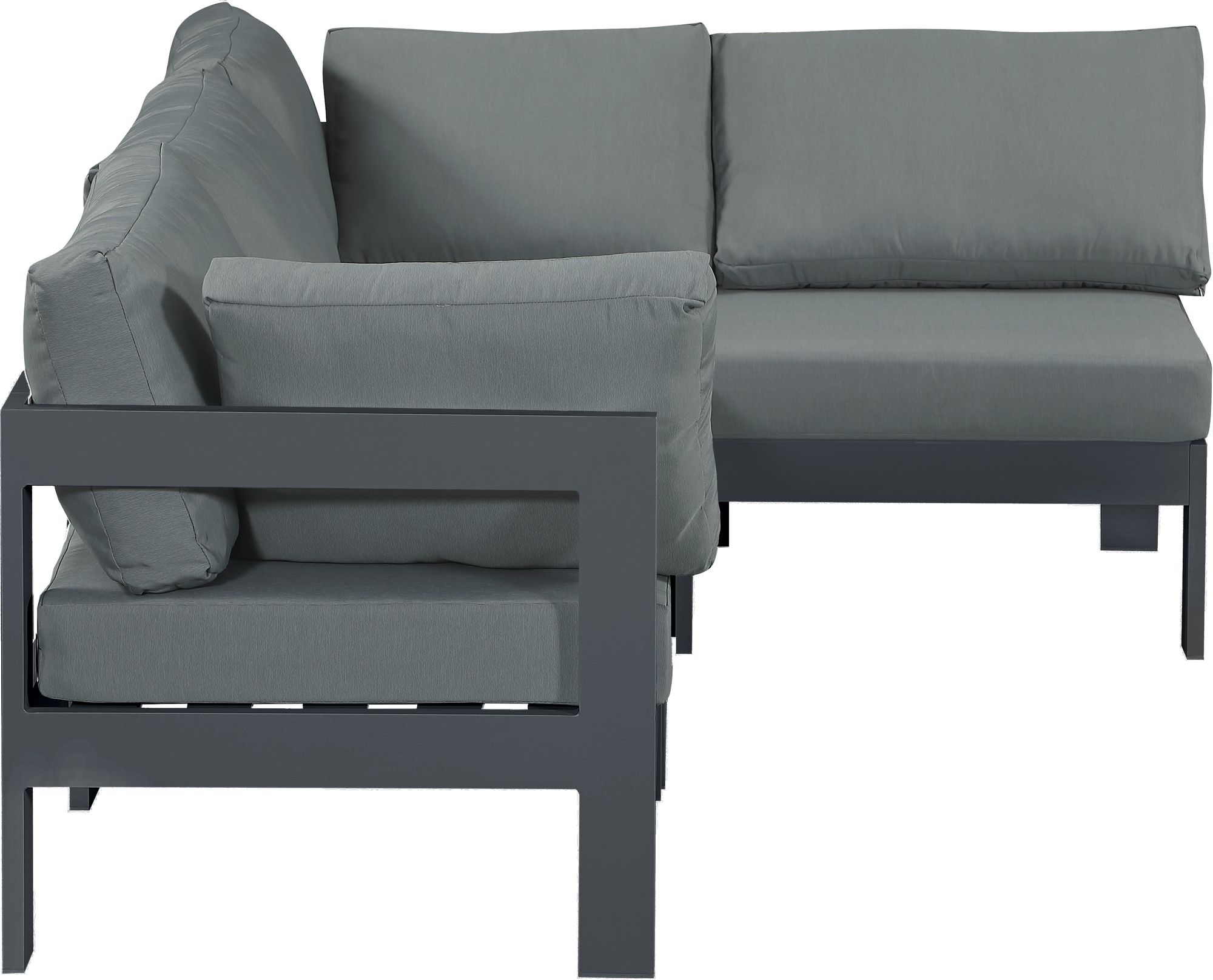 Nizuc 90" 4-Piece Outdoor Patio Waterproof Fabric Modular Sectional with Dark Grey Aluminum Frame