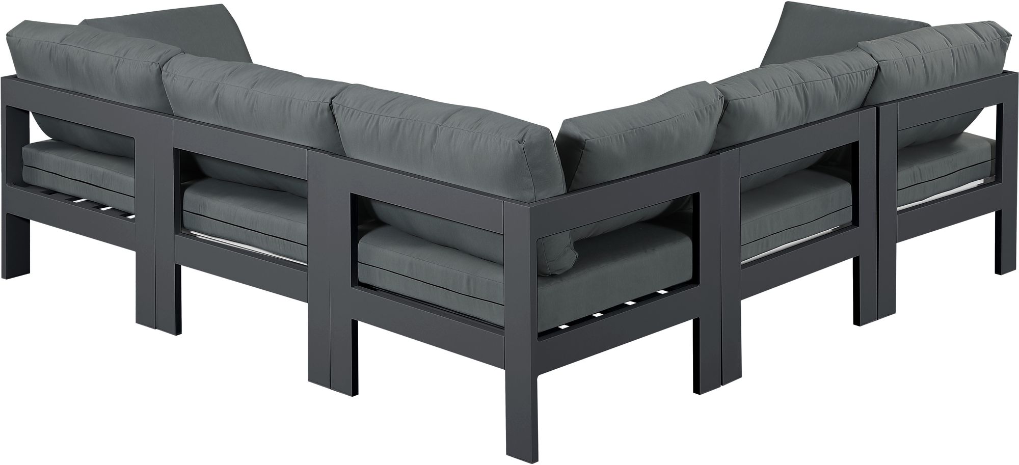 Nizuc 90" 5-Piece Outdoor Patio Waterproof Fabric Modular Sectional with Dark Grey Aluminum Frame