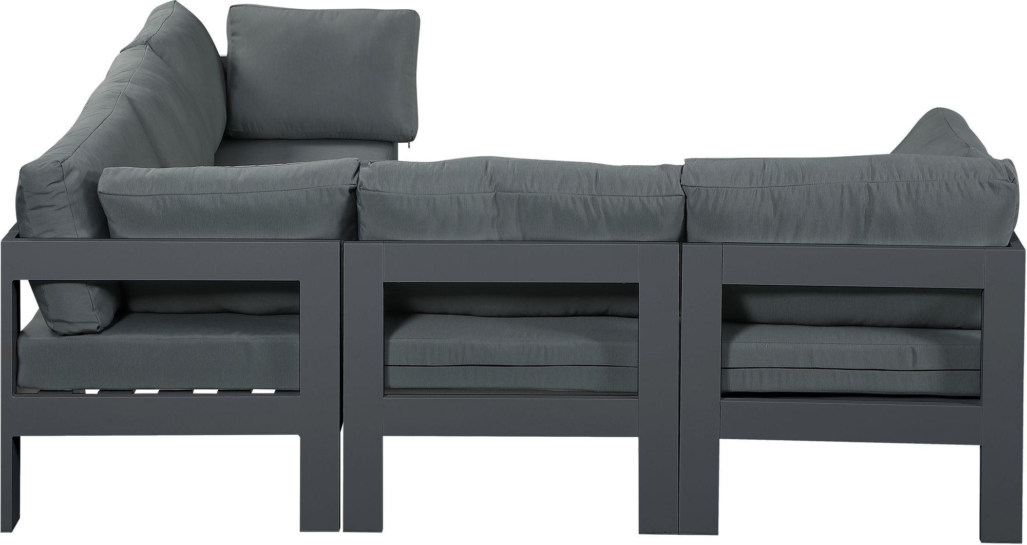 Nizuc 90" 5-Piece Outdoor Patio Waterproof Fabric Modular Sectional with Dark Grey Aluminum Frame