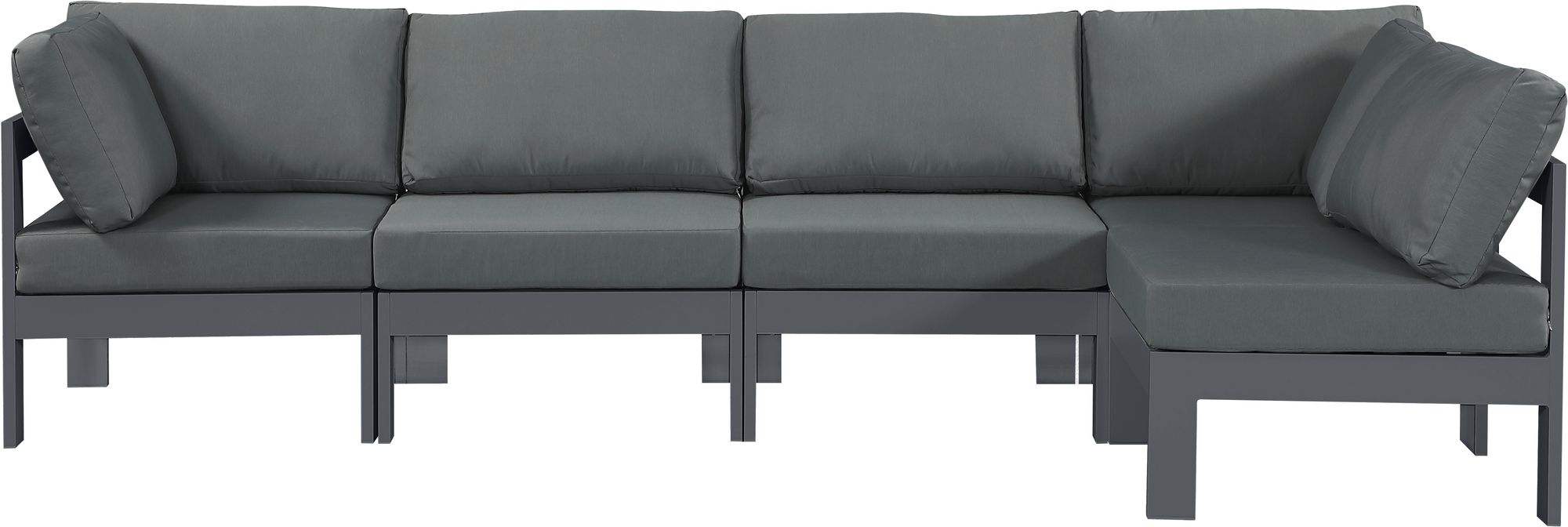Nizuc 120" 5-Piece Outdoor Patio Waterproof Fabric Modular Sectional with Aluminum Frame