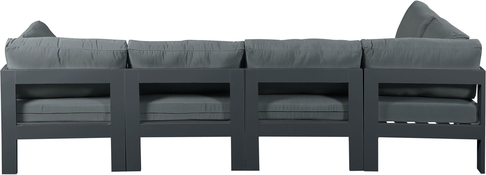 Nizuc 120" 5-Piece Outdoor Patio Waterproof Fabric Modular Sectional with Dark Grey Aluminum Frame