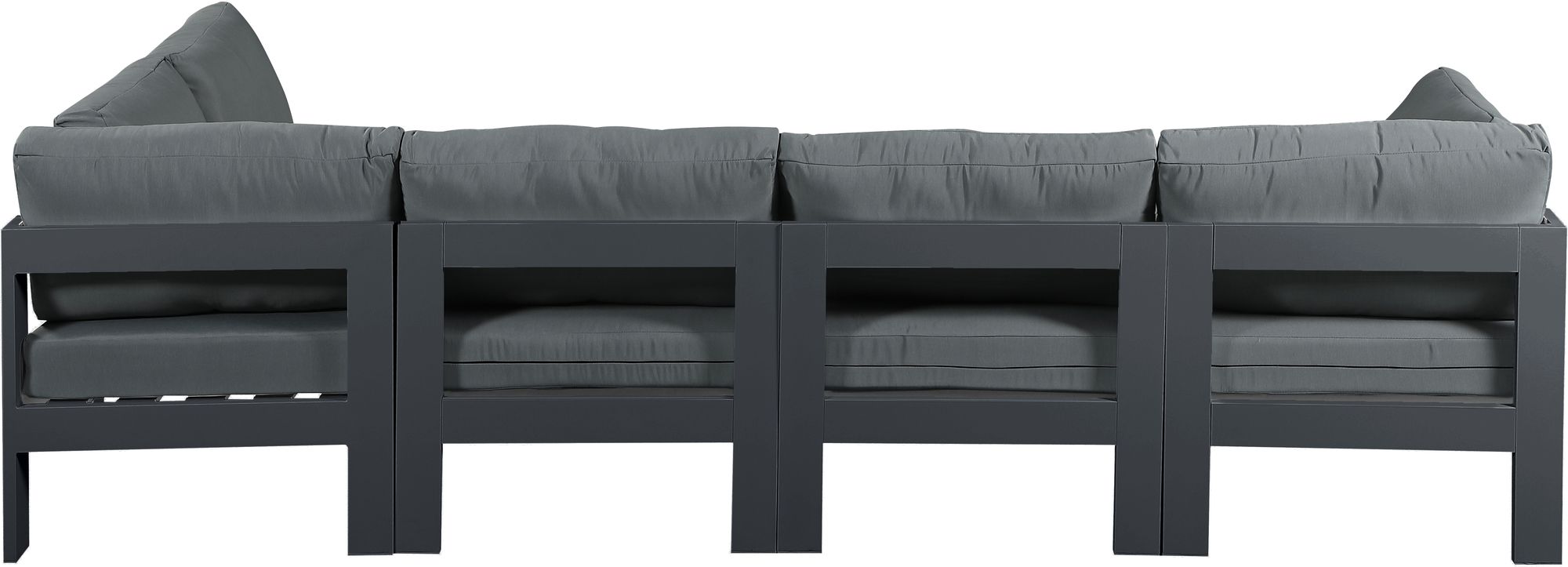 Nizuc 120" 5-Piece Outdoor Patio Waterproof Fabric Modular Sectional with Dark Grey Aluminum Frame