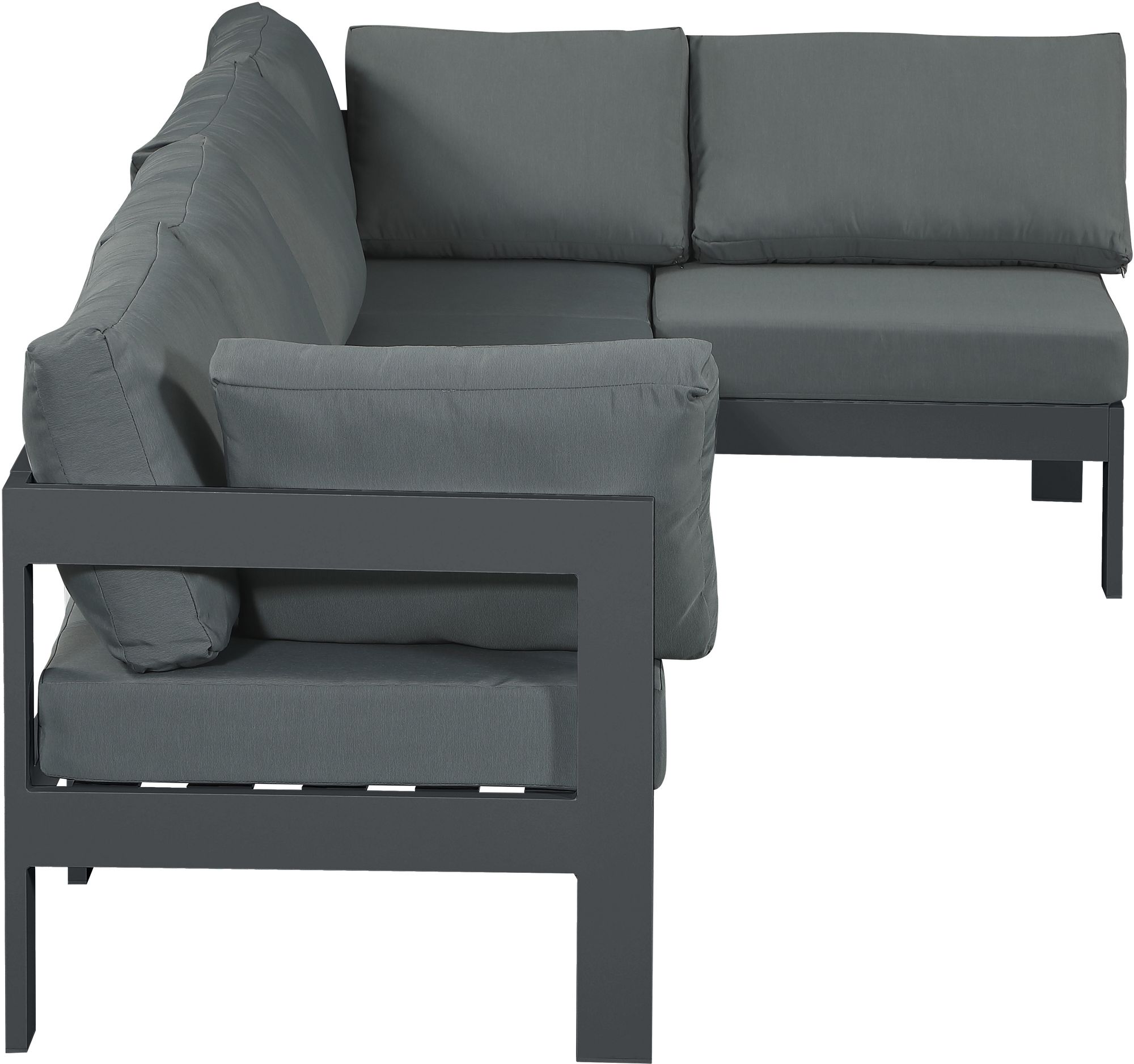 Nizuc 120" 5-Piece Outdoor Patio Waterproof Fabric Modular Sectional with Dark Grey Aluminum Frame