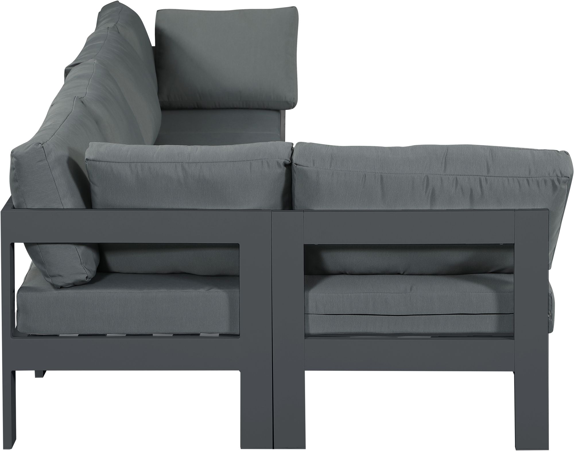 Nizuc 120" 5-Piece Outdoor Patio Waterproof Fabric Modular Sectional with Dark Grey Aluminum Frame