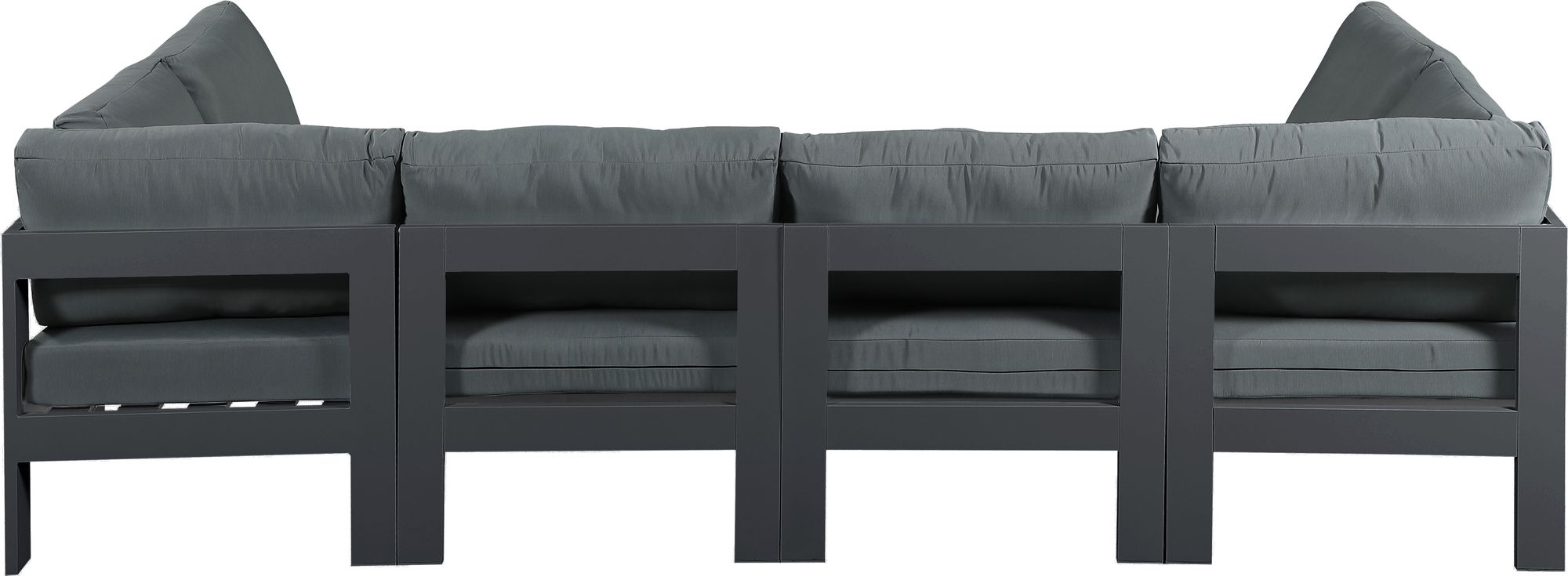 Nizuc 120" 6-Piece Outdoor Patio Waterproof Fabric Modular U-Shape Sectional with Dark Grey Aluminum Frame
