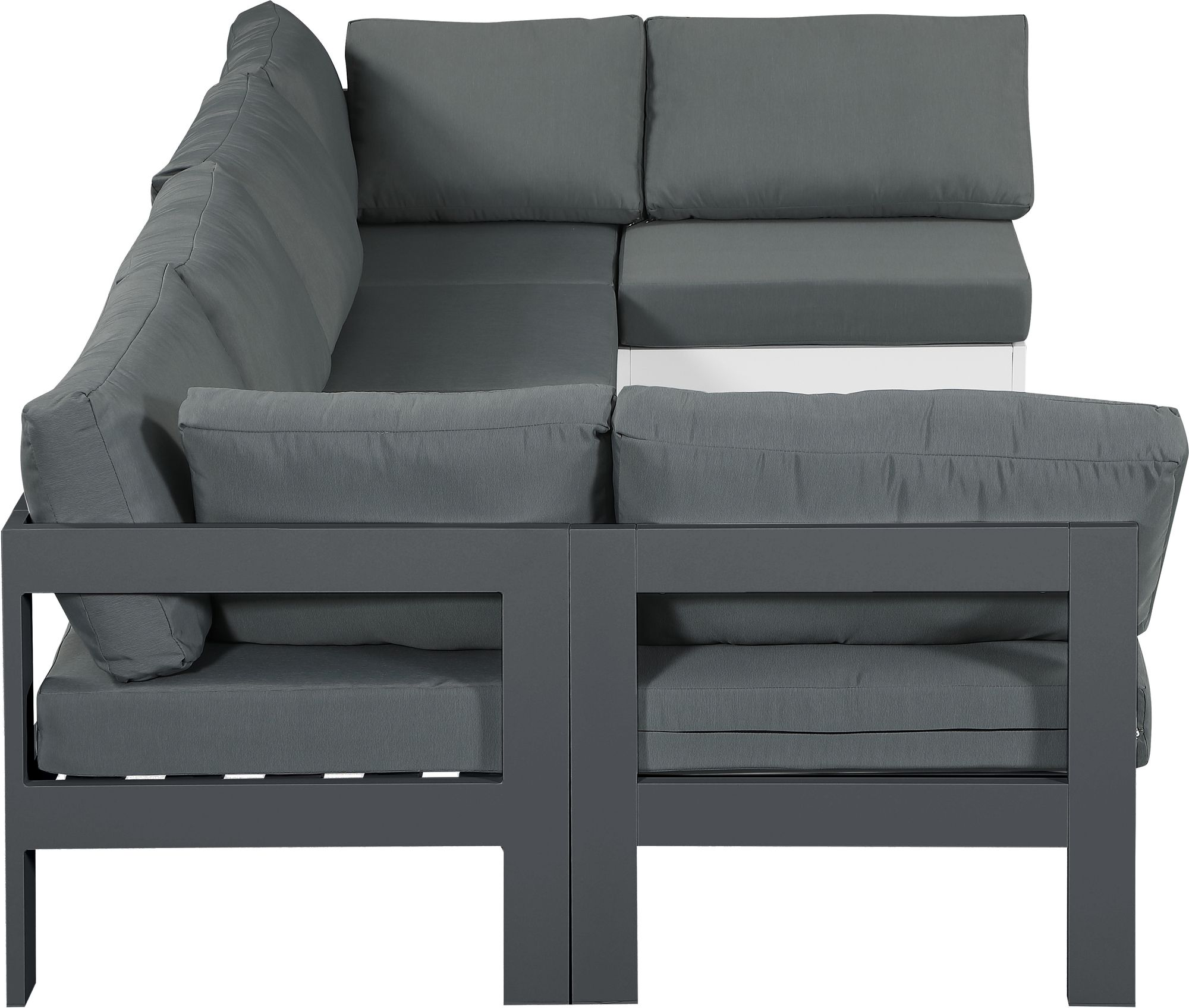 Nizuc 120" 6-Piece Outdoor Patio Waterproof Fabric Modular U-Shape Sectional with Dark Grey Aluminum Frame