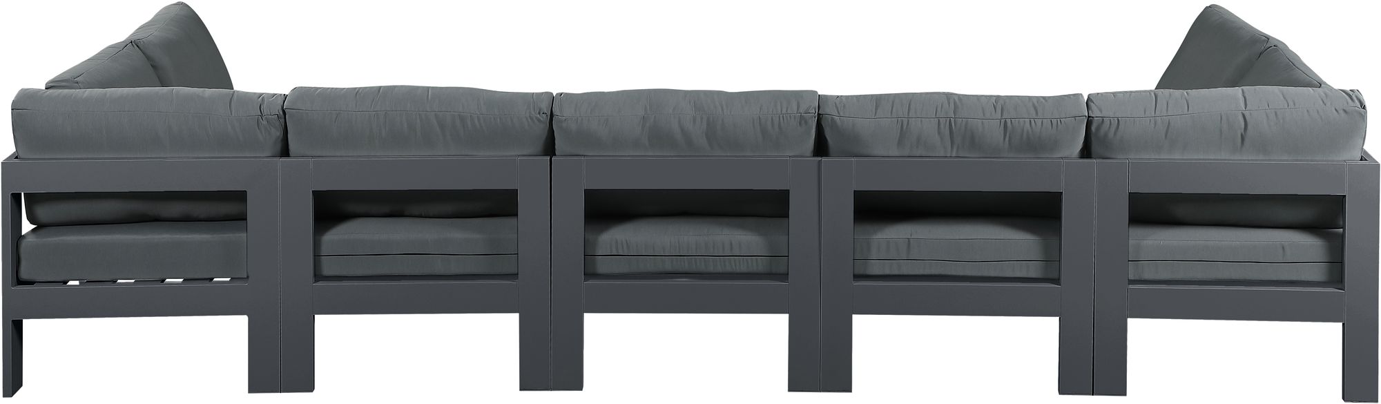 Nizuc 150" 7-Piece Outdoor Patio Waterproof Fabric Modular U-Shape Sectional with Dark Grey Aluminum Frame