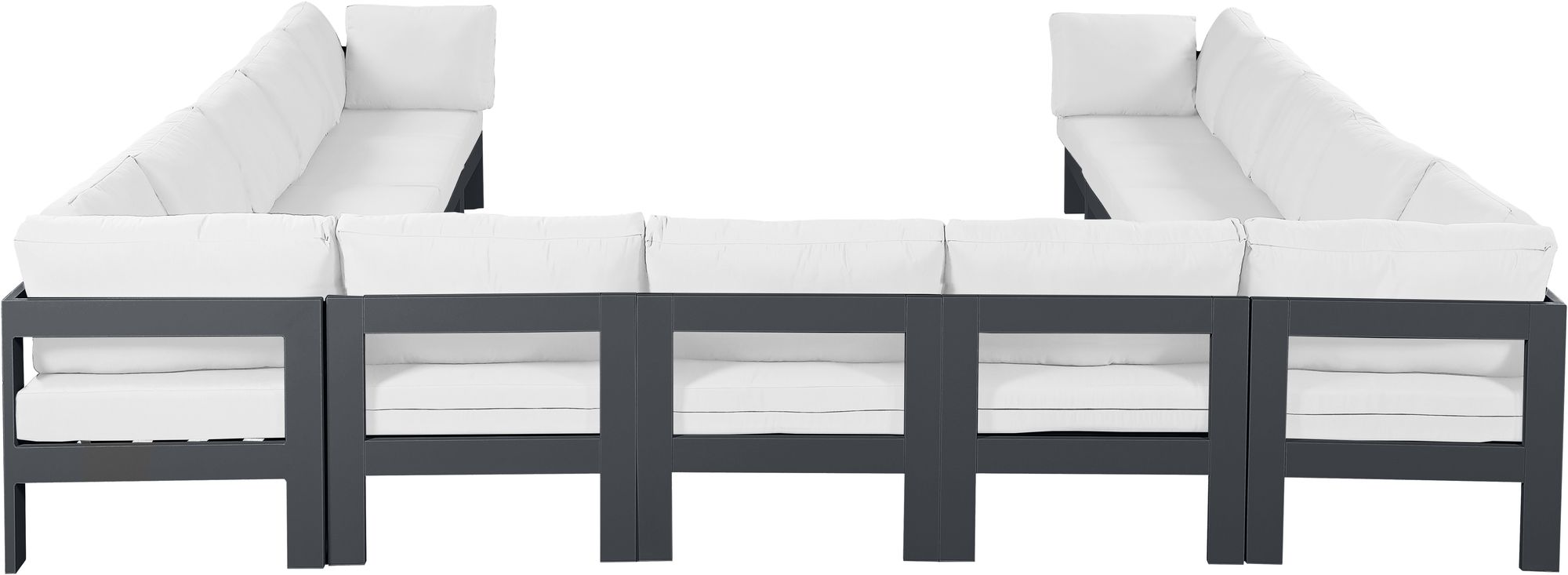 Nizuc 150" 13-Piece Outdoor Patio Waterproof Fabric Modular U-Shape Sectional with Dark Grey Aluminum Frame