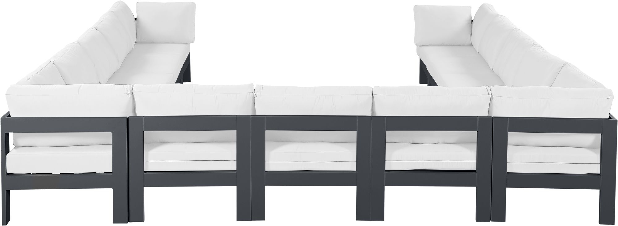 Nizuc 150" 13-Piece Outdoor Patio Waterproof Fabric Modular U-Shape Sectional with Aluminum Frame