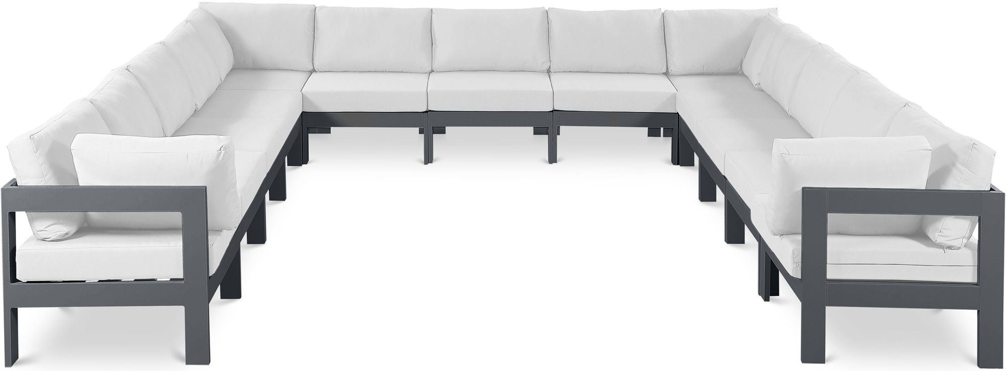 Nizuc 150" 13-Piece Outdoor Patio Waterproof Fabric Modular U-Shape Sectional with Aluminum Frame